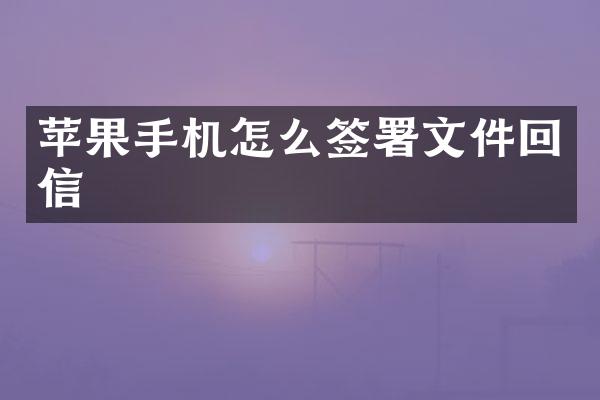 苹果手机怎么签署文件回信