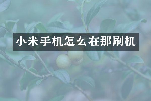 小米手机怎么在那刷机