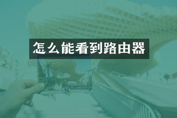 怎么能看到路由器