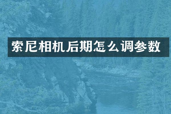相机后期怎么调参数