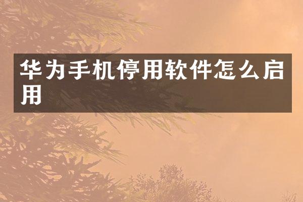 华为手机停用软件怎么启用