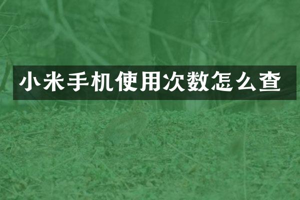 小米手机使用次数怎么查