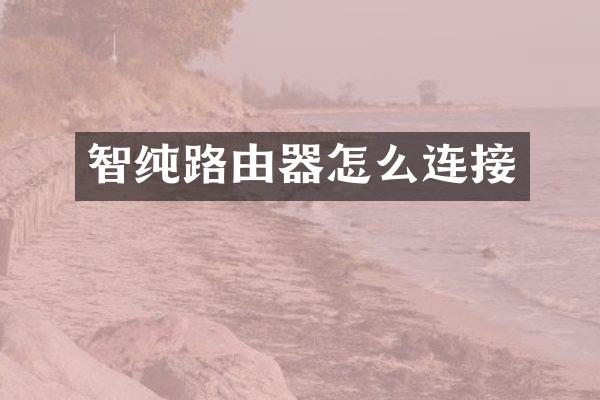 智纯路由器怎么连接