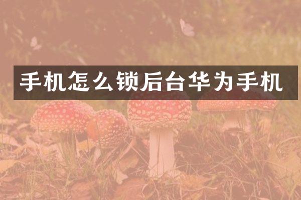 手机怎么锁后台华为手机