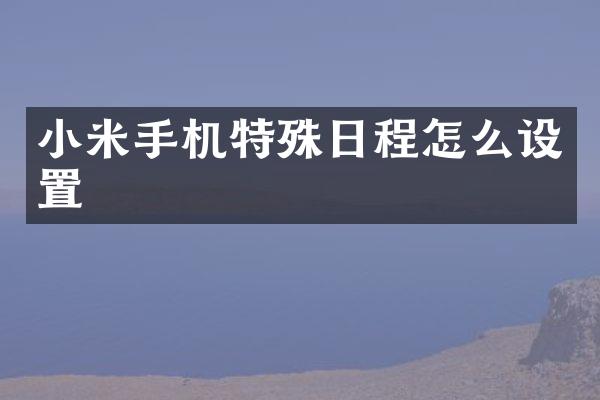 小米手机特殊日程怎么设置