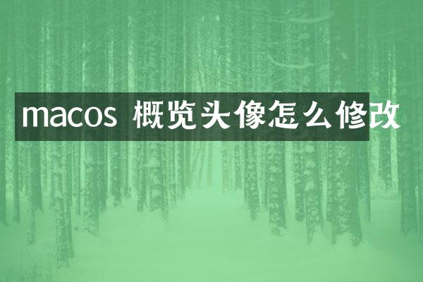 macos 概览头像怎么修改