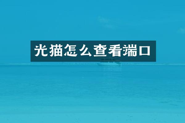 光猫怎么查看端口