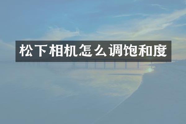 相机怎么调饱和度