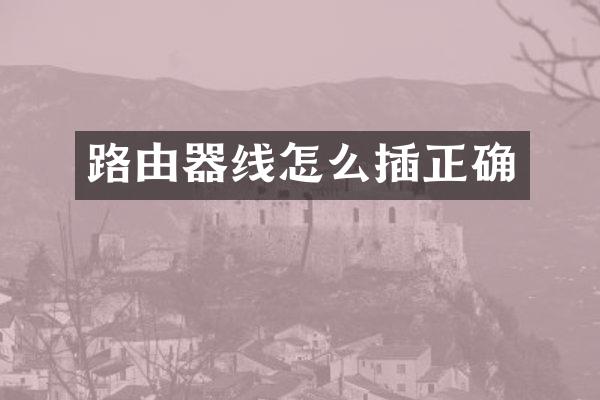 路由器线怎么插正确