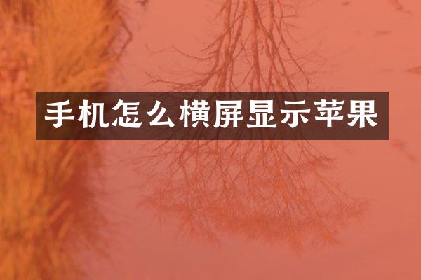 手机怎么横屏显示苹果