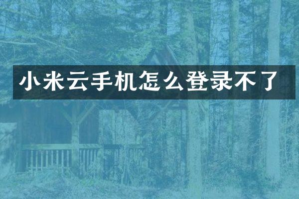 小米云手机怎么登录不了