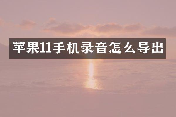 苹果11手机录音怎么导出