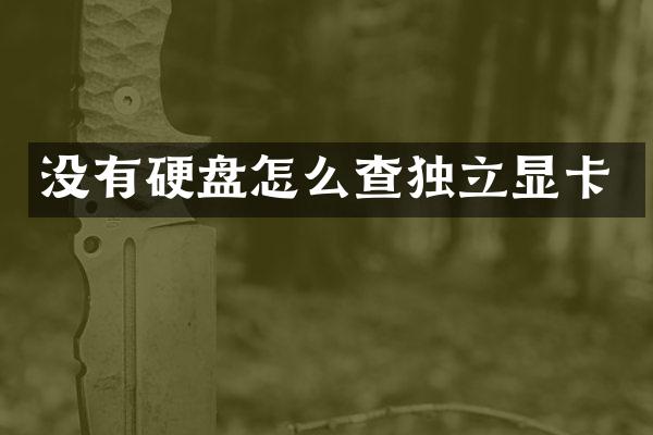 没有硬盘怎么查独立显卡