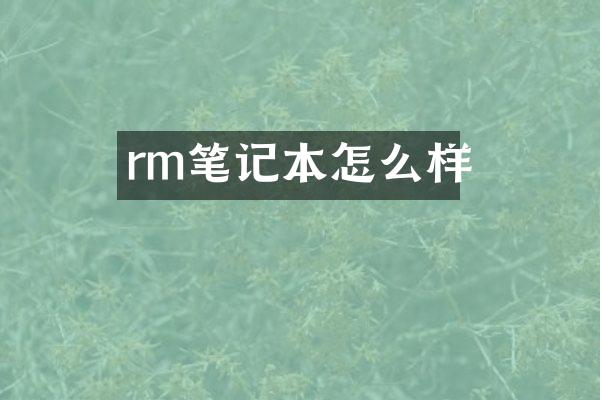 rm笔记本怎么样