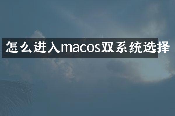 怎么进入macos双系统选择