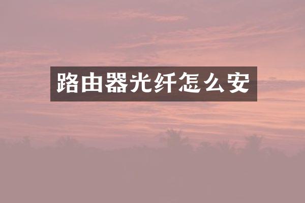 路由器光纤怎么安