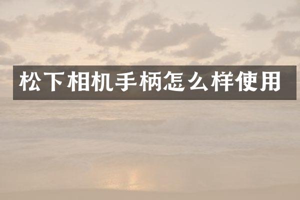 相机手柄怎么样使用