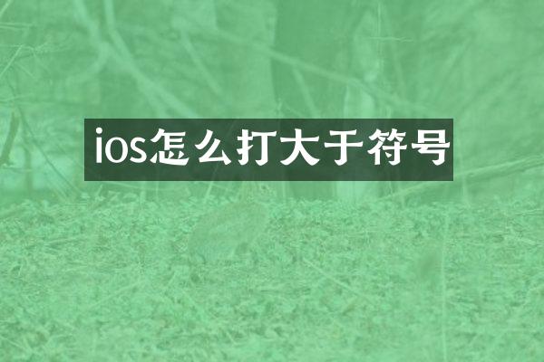 ios怎么打大于符号
