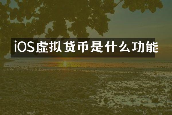 iOS虚拟货币是什么功能