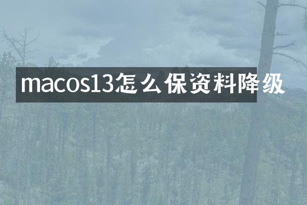macos13怎么保资料降级