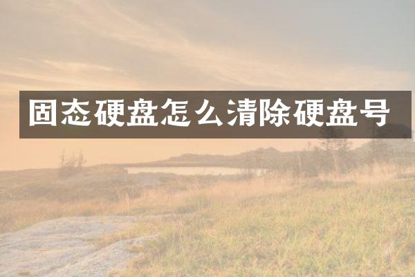 固态硬盘怎么清除硬盘号