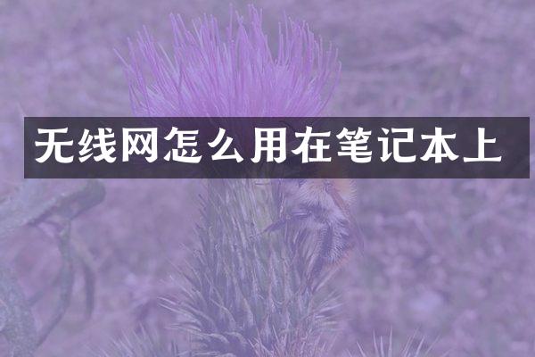 无线网怎么用在笔记本上