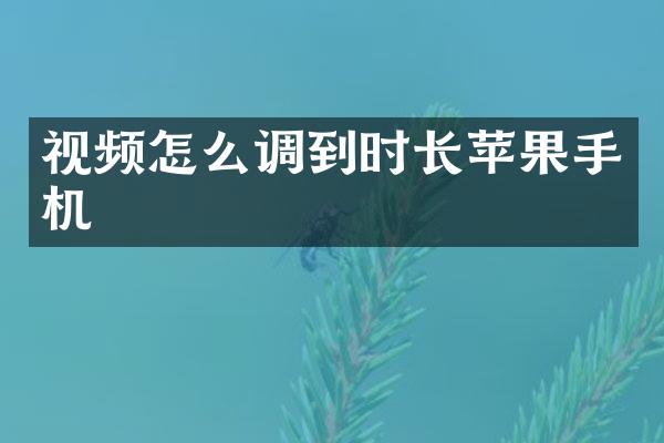 视频怎么调到时长苹果手机