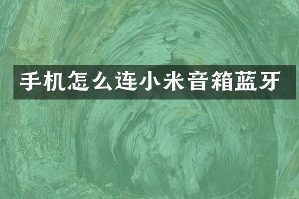 手机怎么连小米音箱蓝牙
