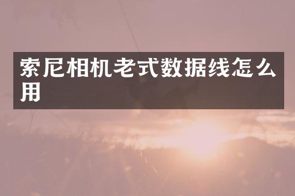 相机老式数据线怎么用