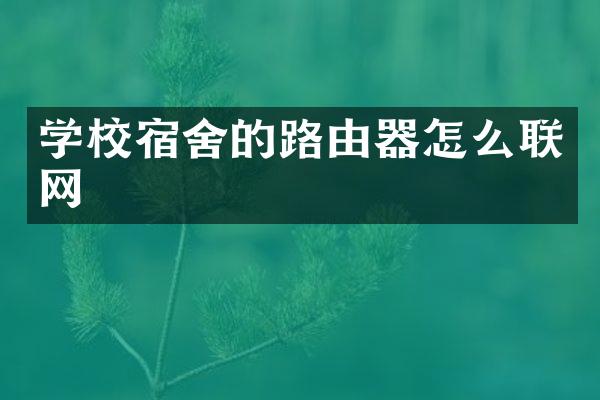 学校宿舍的路由器怎么联网