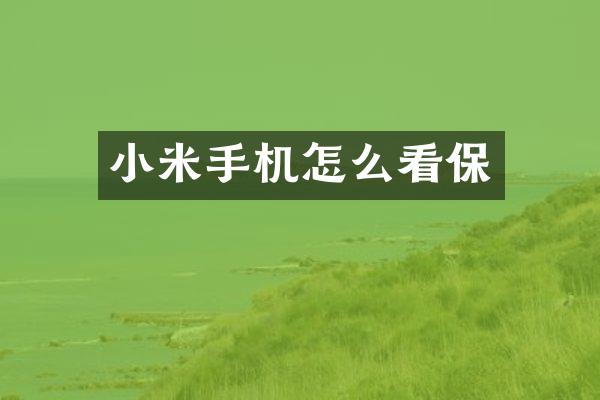 小米手机怎么看保