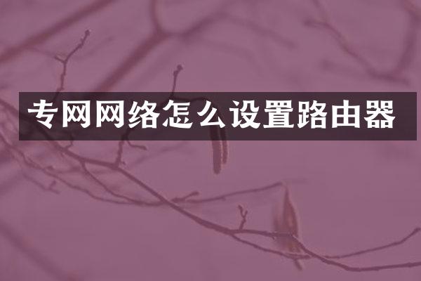 专网网络怎么设置路由器