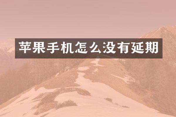 苹果手机怎么没有延期