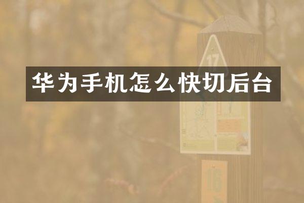 华为手机怎么快切后台