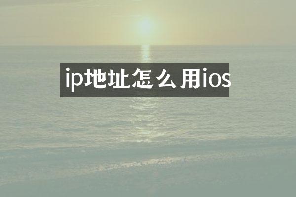 ip地址怎么用ios