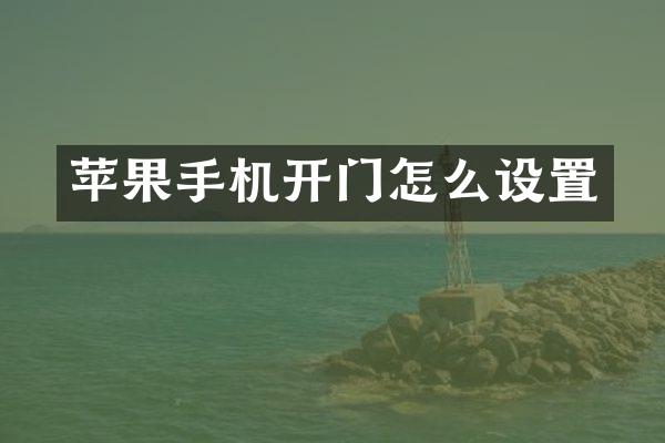 苹果手机开门怎么设置