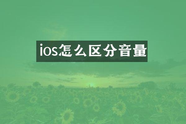 ios怎么区分音量