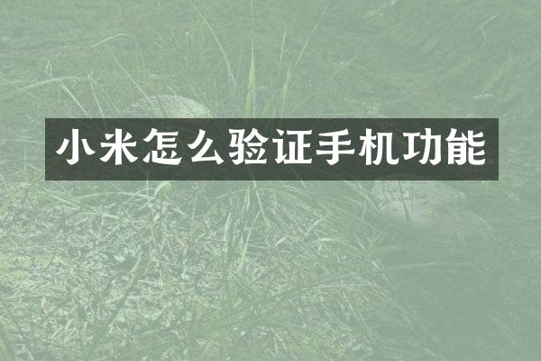 小米怎么验证手机功能