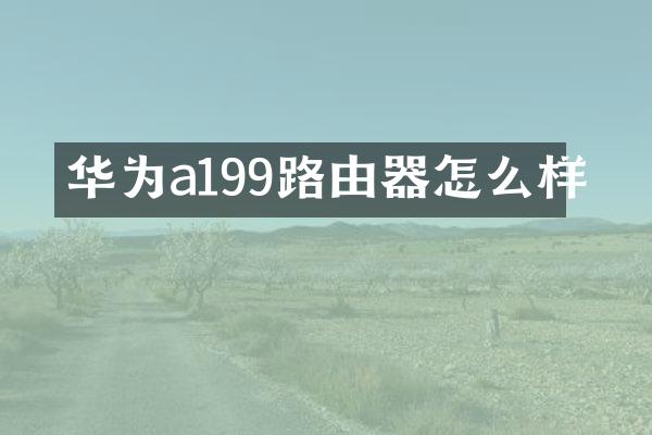华为a199路由器怎么样