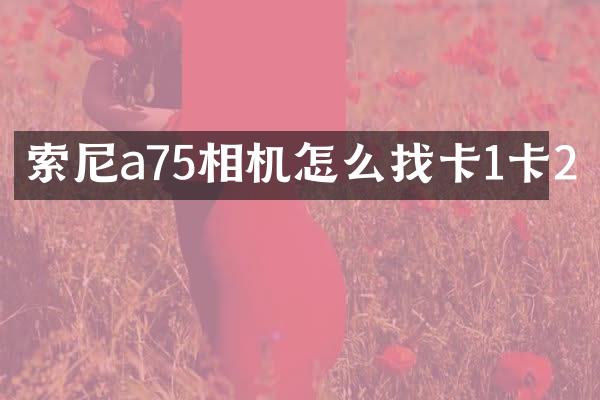 a75相机怎么找卡1卡2