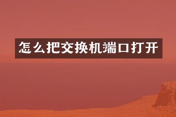 怎么把交换机端口打开