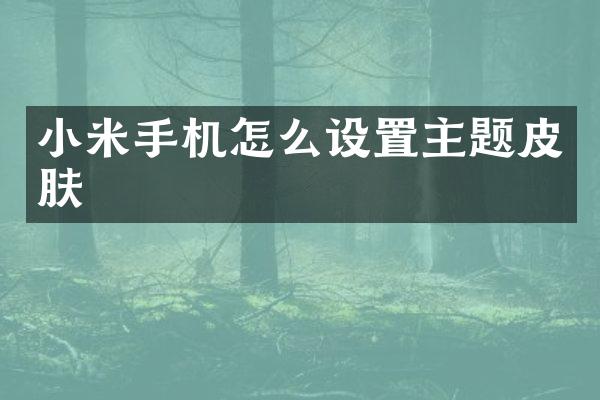 小米手机怎么设置主题皮肤