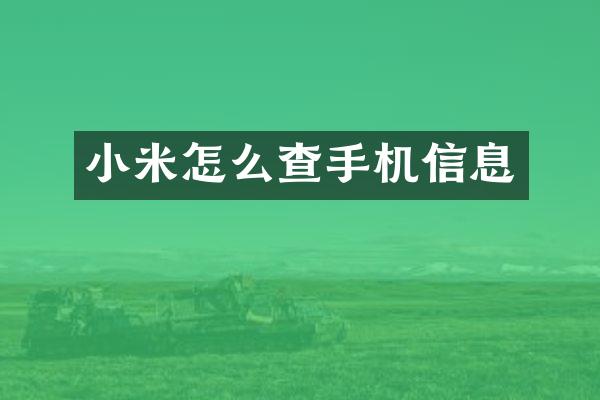 小米怎么查手机信息