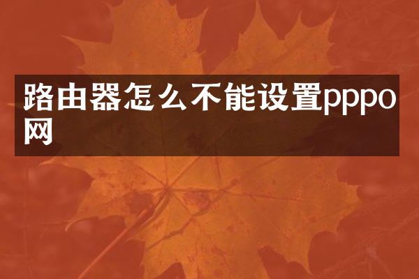 路由器怎么不能设置pppo上网