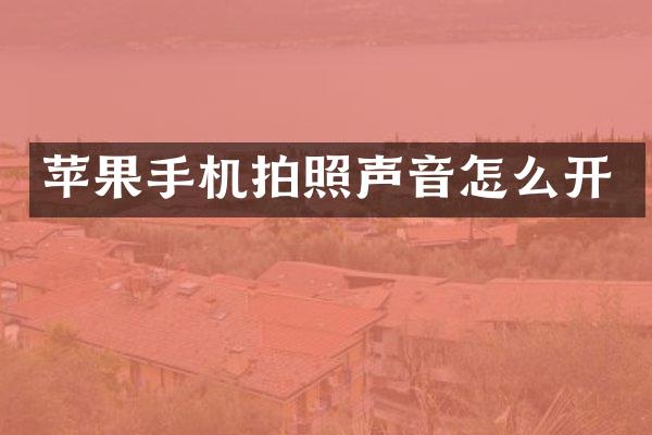 苹果手机拍照声音怎么开