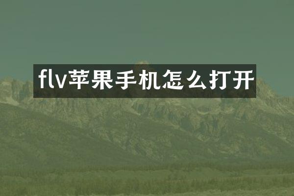 flv苹果手机怎么打开