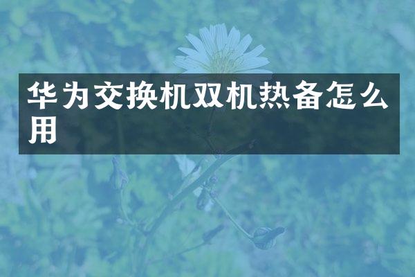 华为交换机双机热备怎么用