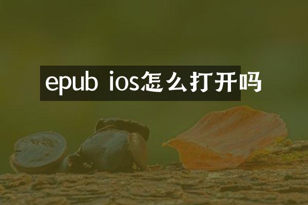 epub ios怎么打开吗