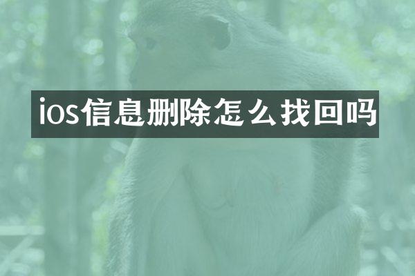 ios信息删除怎么找回吗