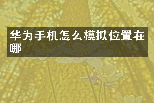 华为手机怎么模拟位置在哪